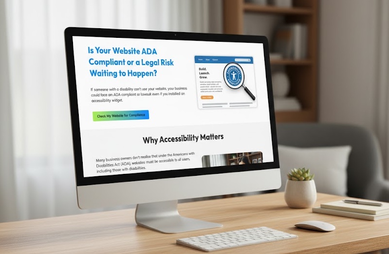 a desktop computer showing a website talking about ada compliance